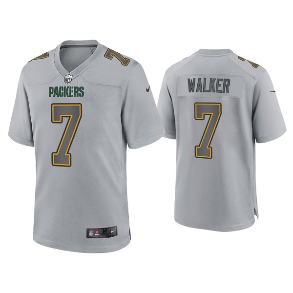 Men's Green Bay Packers #7 Quay Walker Gray Atmosphere Fashion Stitched Game Jersey Men's Green Bay Packers #7 Quay Walker Gray Atmosphere Fashion Stitched Game Jersey